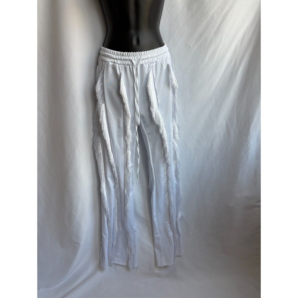 White Fringe Pants Cowgirl Size S Western Cowboy Carter Concert Festival Flare
